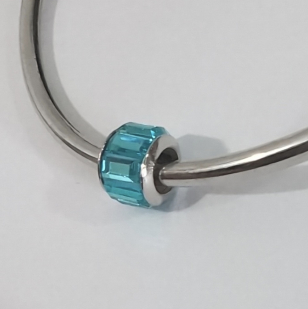 Silver‎ Blue Crystals Charm for Pandora Style Bracelet